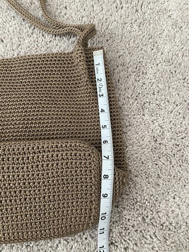 The Sak Woven Chocolate Brown Tweed Crochet Boho Hobo Purse Satchel Handbag - Picture 4 of 16