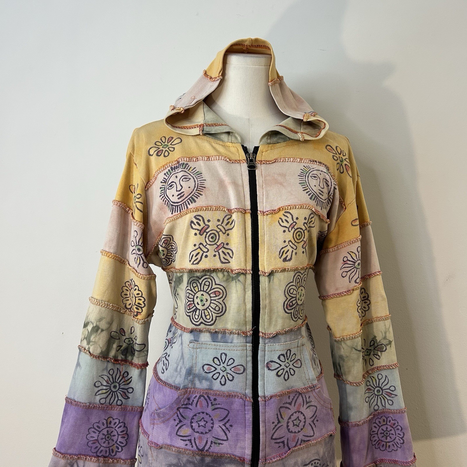 90s Y2K Celestial Patchwork Jacket Fairycore Grun… - image 3