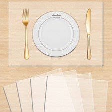 4 Pcs Clear Table Protector 12 x 16 Inch Plastic 1.5mm Thick Table Desk Pad W...