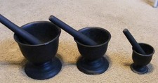 Cast Iron Vintage Mortar and Pestle set of three 