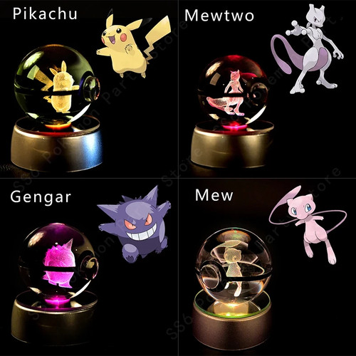 Pokemon Sfera di cristallo 3D Lampada luce notturna Pokeball regalo compleanno!! - Photo 4/50