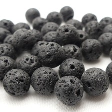 Natural Lava Stone Beads 6mm 60pcs or 8mm 40pcs Black Round Beads Jewellery