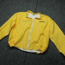 VTG Camel Joe Tyvek Paper Jacket Mens XL Yellow Graphic Windbreaker Joe Camel