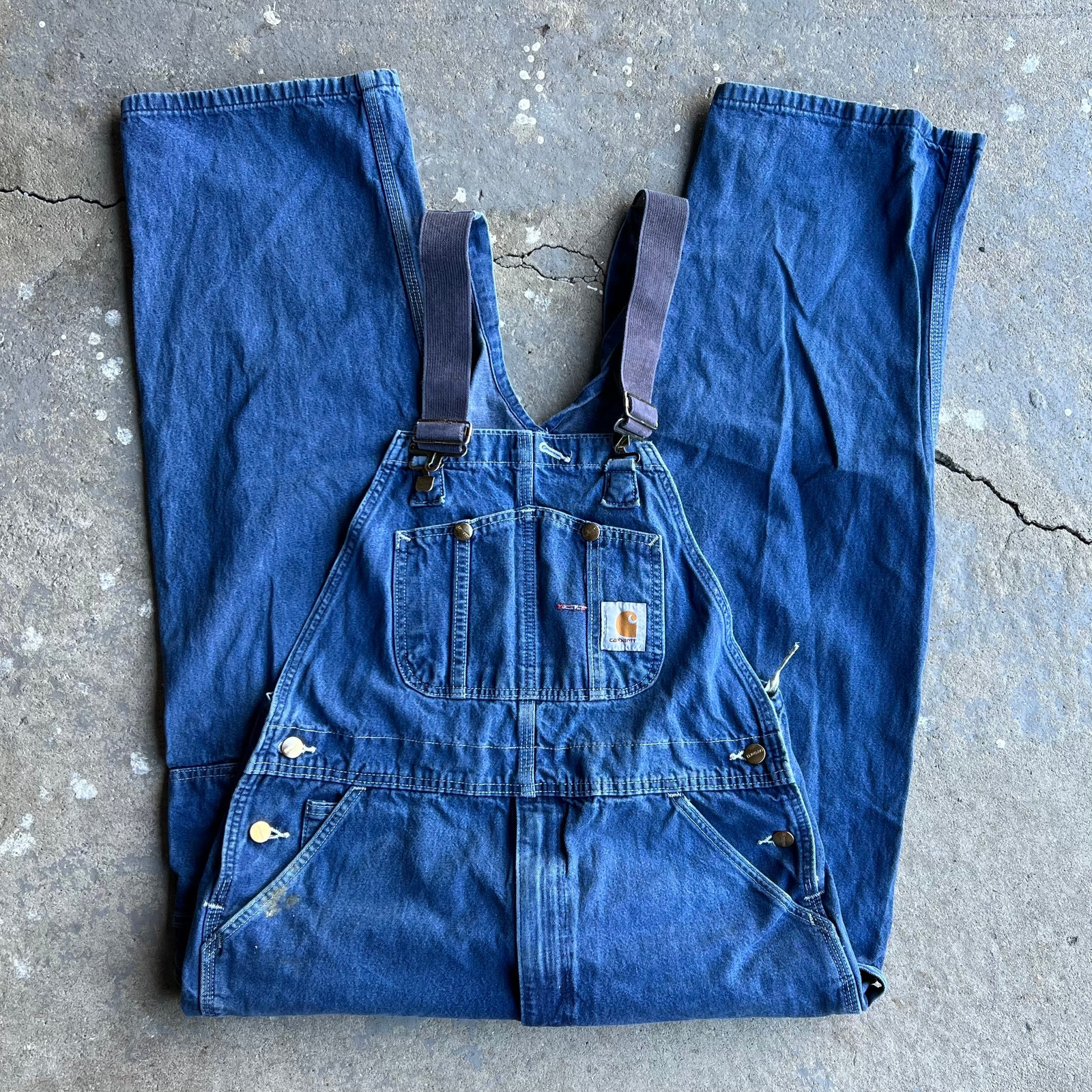 Vintage Y2K Carhartt blue denim workwear overalls
