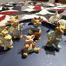 Russ set of five Resin Pig Figurines Collectibles