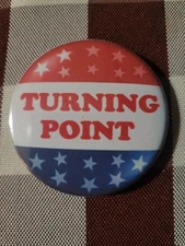 TURNING POINT CHARLIE KIRK REMEMBERED BUTTON PIN 2 1/4" ROUND