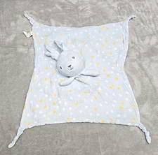 Parents Choice Walmart Blue Polka Dot Bunny Rabbit Lovey Muslin Rattle 14"