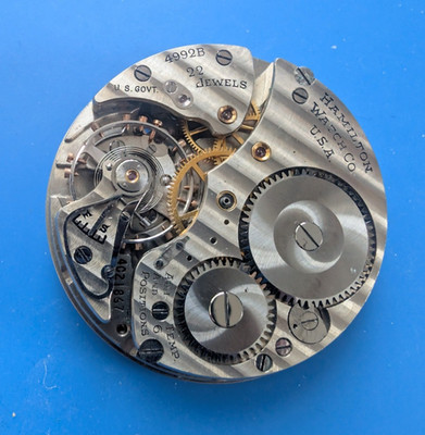 VINTAGE 16 SIZE HAMILTON GRADE 4992B MODEL 5 POCKET WATCH MOVEMENT PARTS