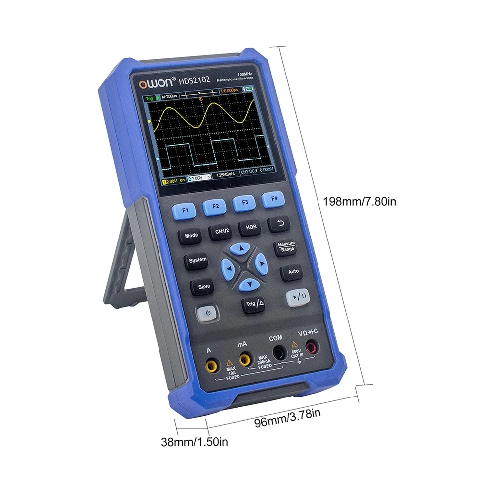 OWON HDS2202S 3in1 Digital Oscilloscope 200MHz 500MS/s Multimeter 1CH Generator - Image 2 of 4