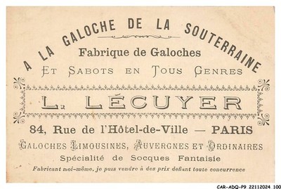 CAR-ADQP9-0593-75 - Paris - Fabrique De Galoschen - Und Clogs En Tous Genres