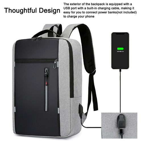 BLUE Backpack Camping Travel Bag Business Daypack With USB Charging Port Fi DW - Zdjęcie 3 z 12