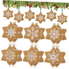  12 Pcs Christmas Embroidery Ornaments Felt Embroidery Rustic 12.0 Snowflake