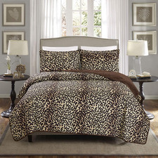 3-Piece Fine Animal Print Oversize 118" X 95" Quilt Set, Bedspread Coverlet Ca