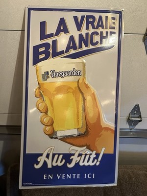 Hoegaarden La Vraie Blanche Au Fut En Vente Ici Metal Beer Tin Tacker Sign