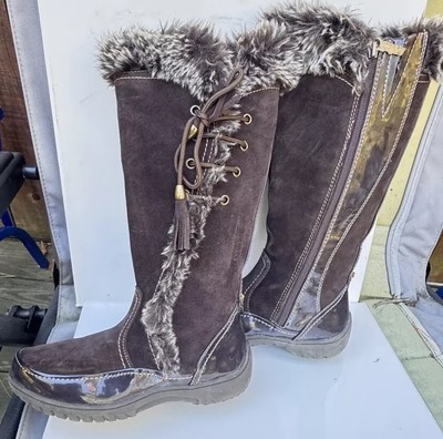 Sporto Chocolate Brown Waterproof Side Winder Tall Winter Boot Womens Size 6