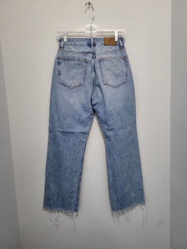Madewell Curvy 90s Straight Leg Blue Jeans Raw Hem High Waist 25 Petite - Picture 5 of 7