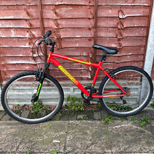 Mountain Bike 26in Large Front Suspension V-Brakes Flat Bar Red/Yellow