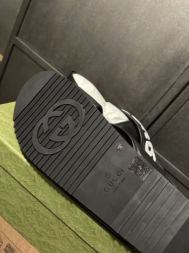 Gucci sandali uomo neri in pelle slider taglia 11UK/12US - Foto 10 di 13
