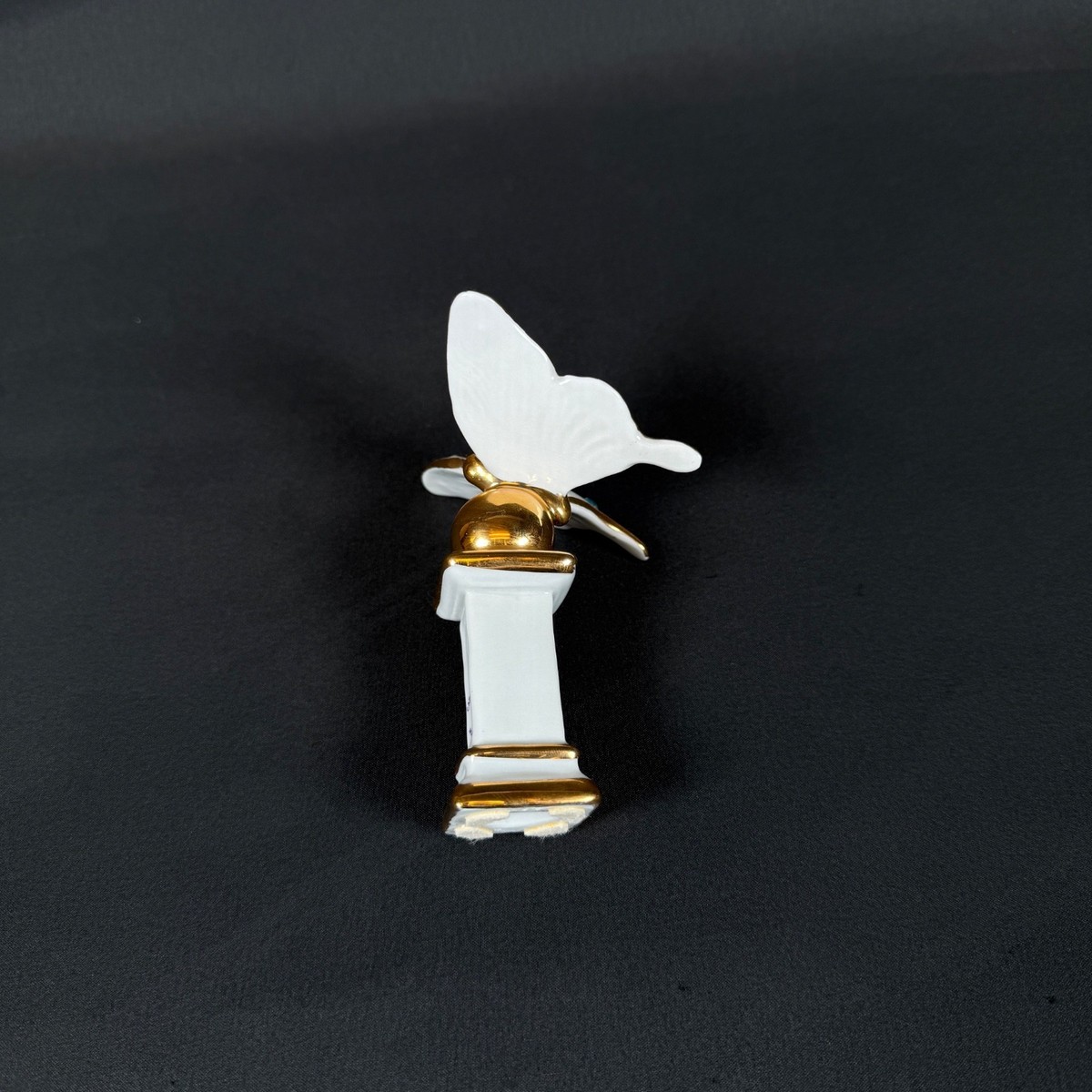 Capodimonte Butterfly porcelain figurine on stand w Swarovski