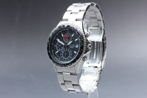 [Near MINT] Seiko Flightmaster Pilot 7T92-0CF0 Chronograph Black Qz Men watch