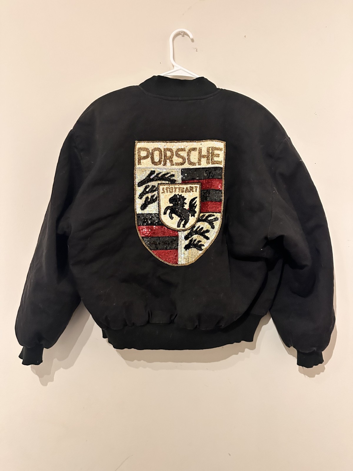 Sequin Porsche Patch Jacket Vintage handmade - image 1