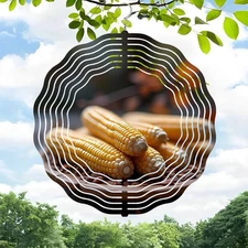 3D Metal Hanging Wind Spinners with Wavy Pattern Design - Vibrant Corn