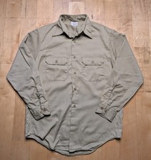 VINTAGE JC Penney Big Mac Work Shirt Size Large Brown Khaki Permanent Press