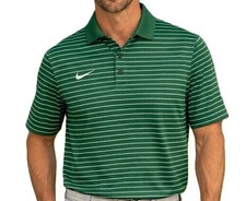  55 Nike Men's Dri Fit Stadium Stripe Polo - Green/White - Medium -New With Tag