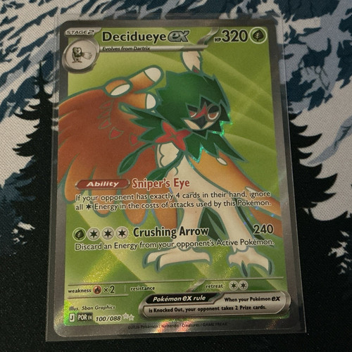 Nintendo Decidueye EX 100/088 POR Ultra Rare Full Art Holo Pokémon Card