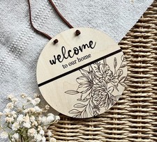 Welcome Wooden Sign, Welcome Sign, Round Wooden Sign, Welcome Front Door Signs