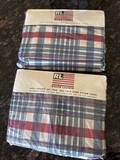 ralph lauren new old stock Twin Fitted And Flat Sheets Plaid Red White And Blue