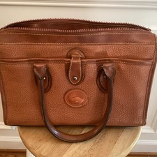 Vintage Dooney Bourke Brown Pebble All Weather Leather Satchel Crossbody Bag