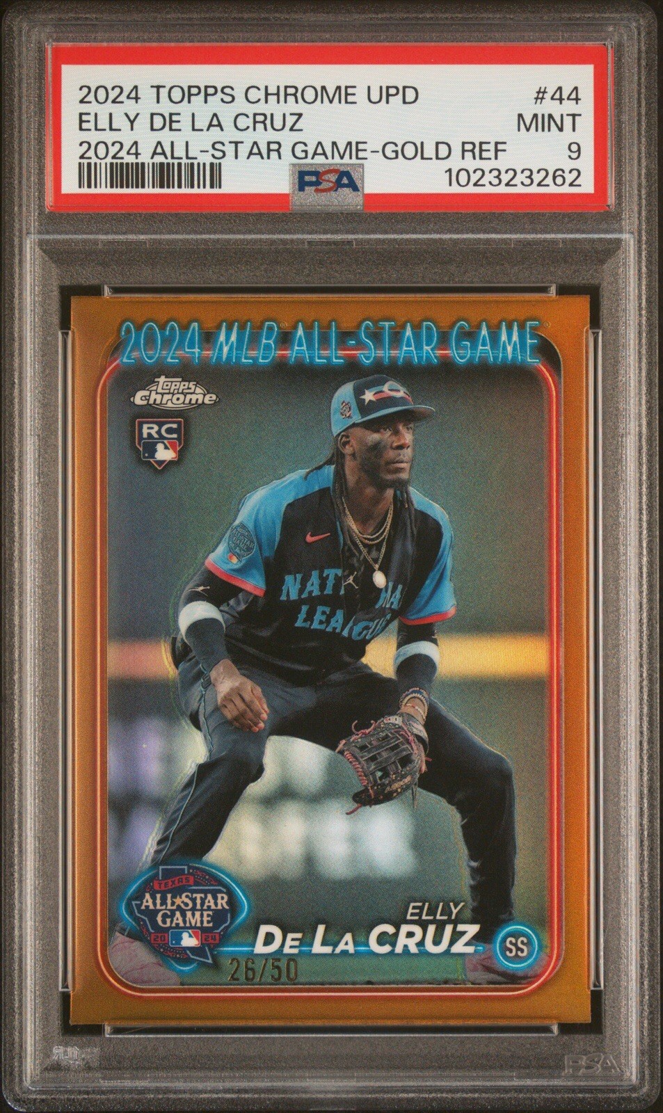 2024 Topps Chrome UPD Elly De La Cruz Gold Refractor All Star Game /50 #44 PSA 9