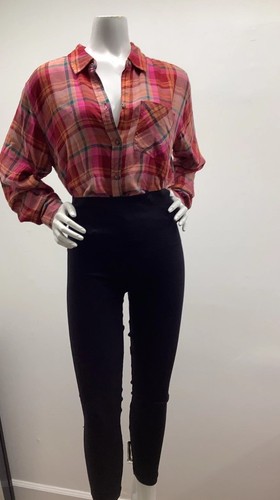 beachlunchlounge Plaid Multicolor Button Up Shirt Women's Size Large, New.
