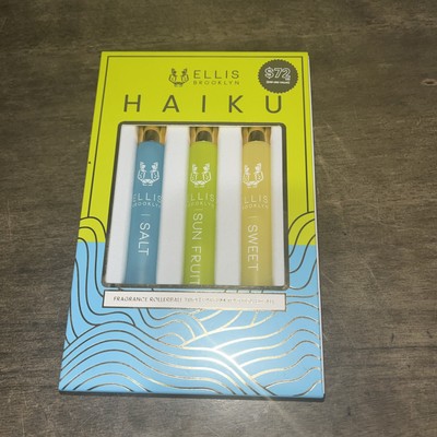 NIB Ellis Brooklyn Haiku Fragrance Rollerball Trio: Salt, Sweet, Sun Fruit EDP