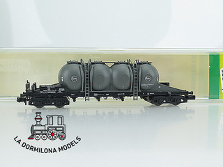 MV585 Escala N MINITRIX 13627 K Behältertragwagen EVA der DB OVP