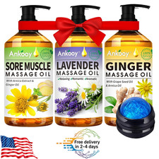 3 Pack Massage Oil for Massage Therapy,Arnica, Relaxing Lavender, Ginger Oil