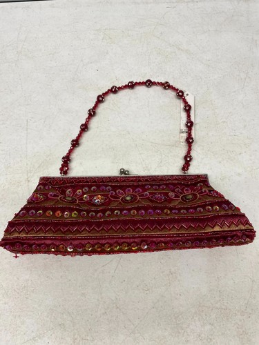 Far Nine Evening Bag Beaded Sequin Red Boho Handmade Women's Clutch Purse - Picture 2 of 16
