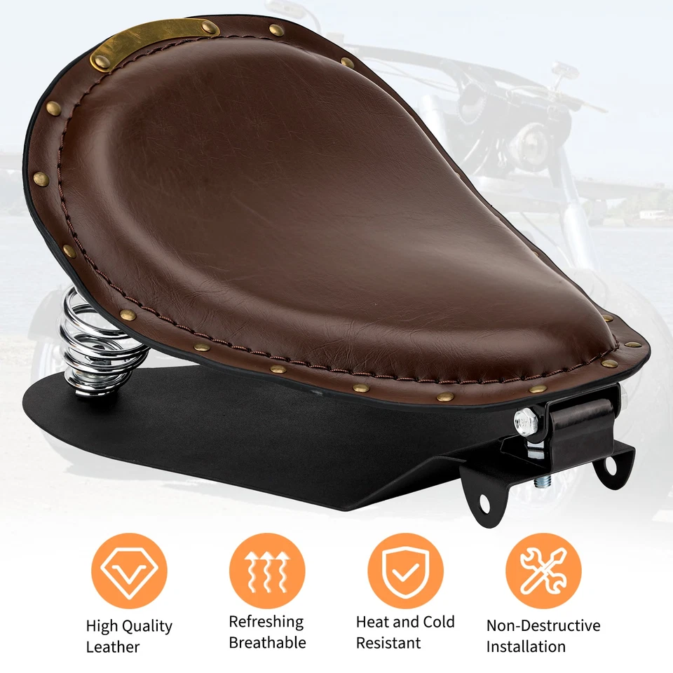 Asiento individual de motocicleta con base de resorte para Harley Sportster Bobber Chopper personalizado Foto 3 de 4