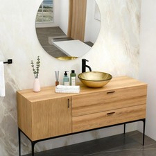 Bathroom Artistic Tempered Glass Vessel Bathroom Sink with Black Faucet and Po