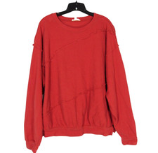 EASEL Rust Red Knit EXPOSED RAW SEAMS Oversized CREWNECK Sweatshirt/Top Sz M