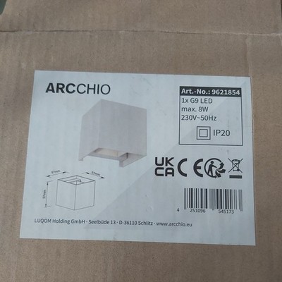 Arcchio Wandlampe weiß Würfel, indirektes Licht Uplight and Downlight, Wandleuch