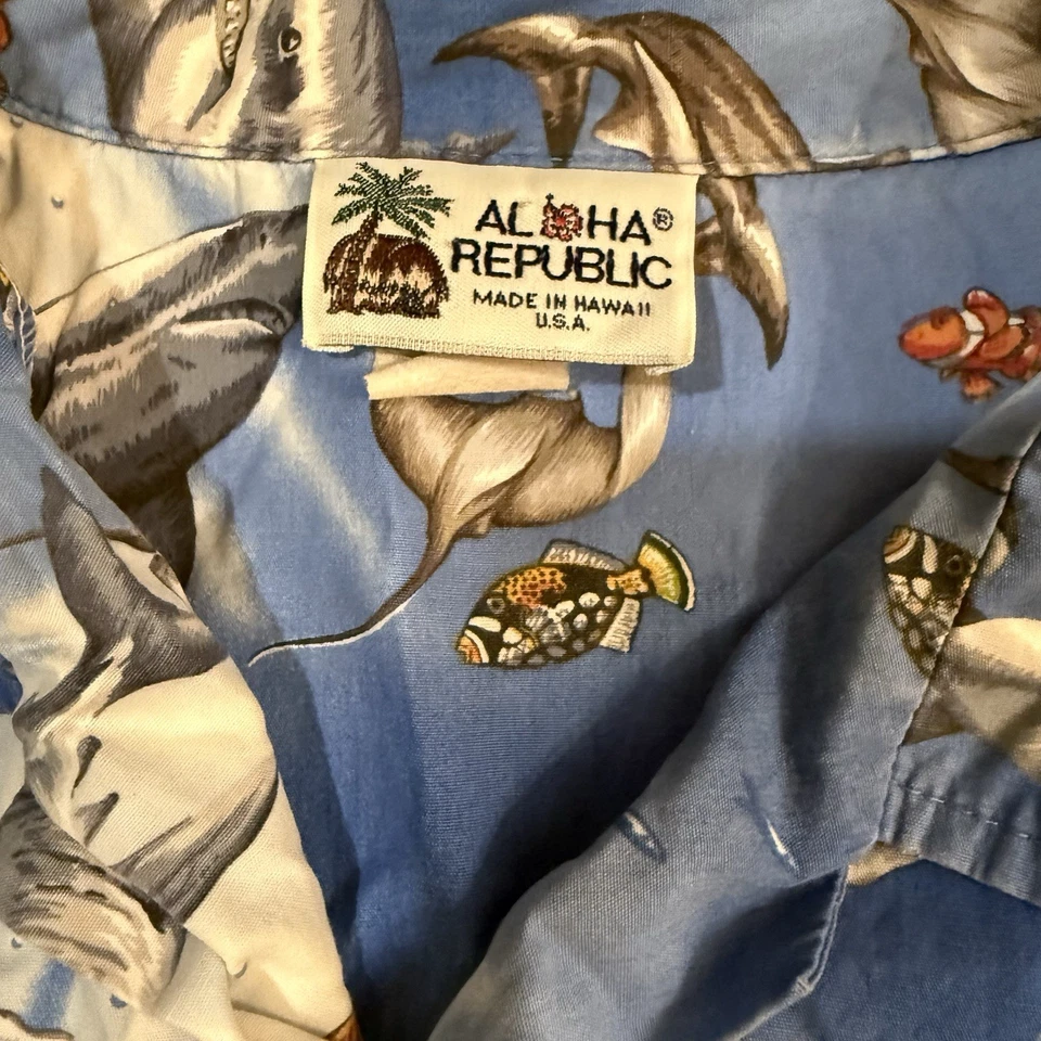 Гавайская рубашка Aloha Republic акулы молоток голова размер XL - Изображение 4 из 4