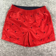 Polo Ralph Lauren Mens Swim Trunks S Red All Over Pony Embroidered Board Shorts