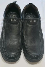 Mens Shoes Slip On Leather Loafer 10.5 CAMEL CROWN Black Casual Walking 