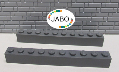 ( J3 / 13 ) LEGO 2 x 6111 Stein Baustein Basic 1x10 neu dunkelgrau
