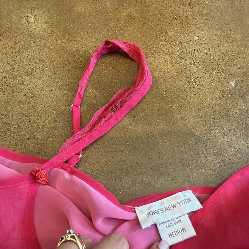 Abito slip Y2K rosa caldo con volant - Foto 4 di 4