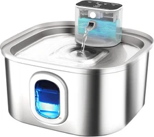 Wireless Cat Water Fountain Cordless, 3.2L/108oz Stainless Steel Pet Fountain...