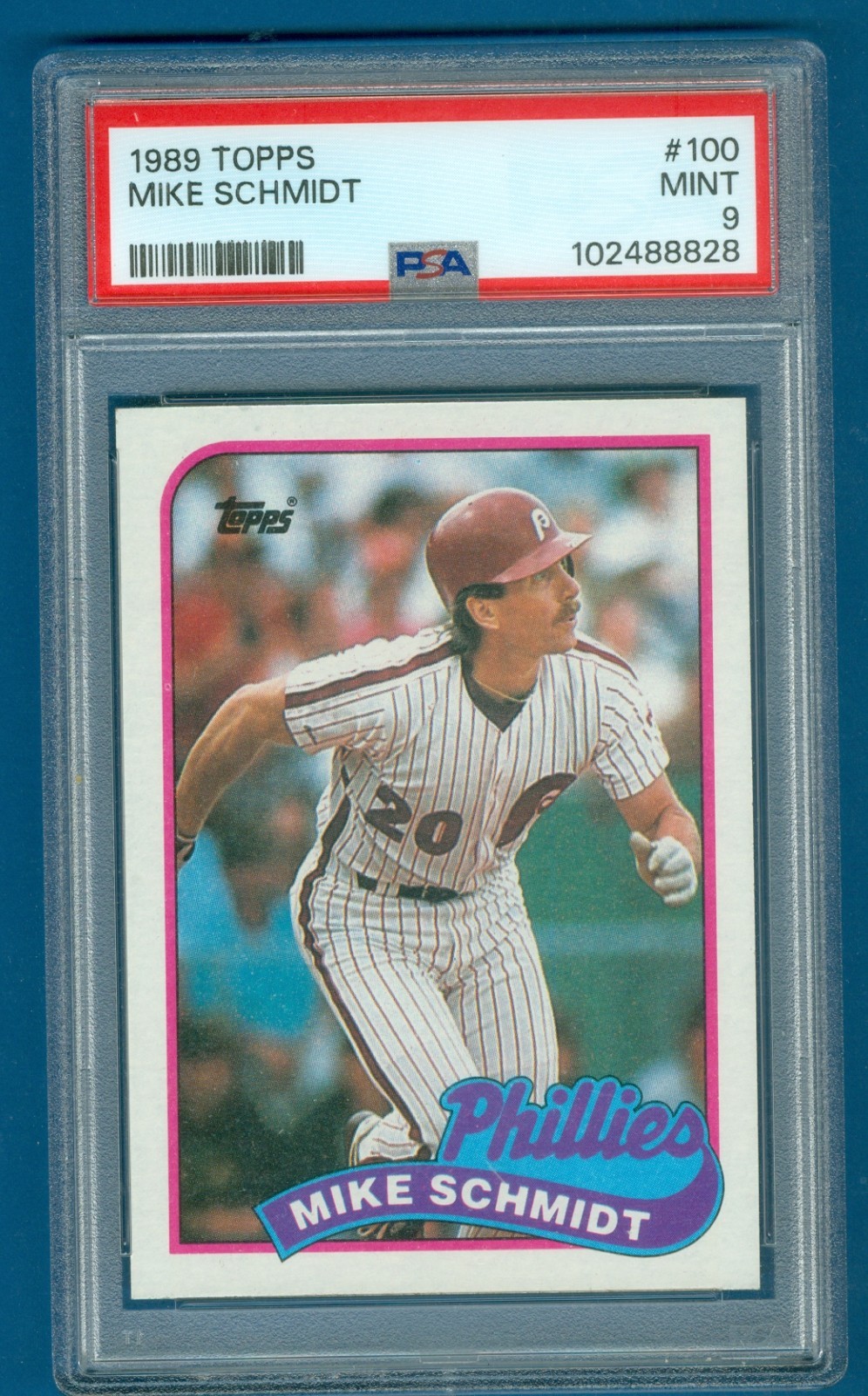 1989 TOPPS #100 MIKE SCHMIDT PHILLIES  PSA 9 MINT (DEAD CENTERED)