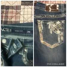 Grace In LA Easy Fit Bootcut Jeans Blue Denim Embellished Embroidery Western